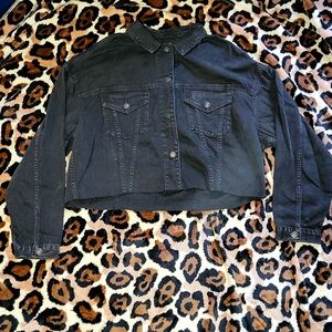 American Eagle Distressed Crop Denim Jacket